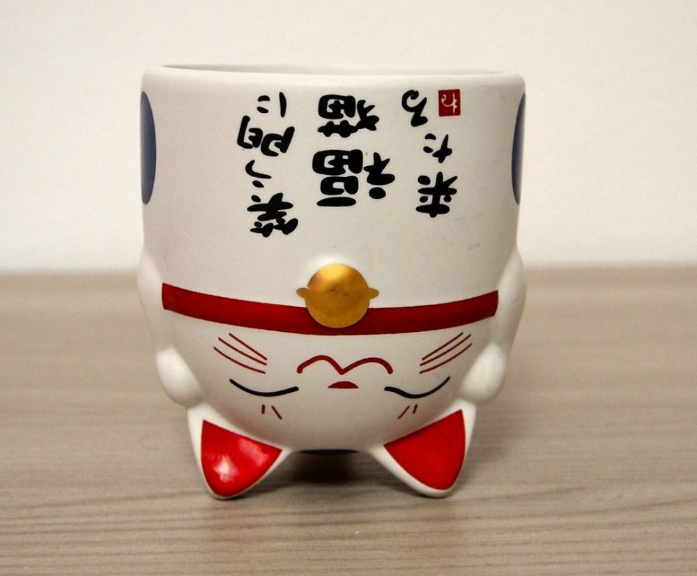 Tazza maneki neko azzurra