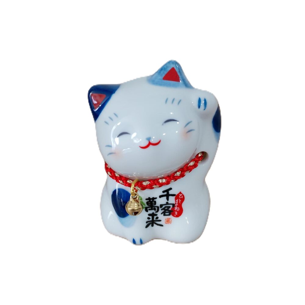 Maneki Neko bianco azzurro